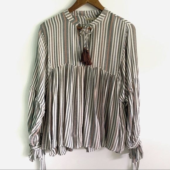 Pull&Bear Tops - Pull&Bear Striped Long Sleeve Blouse